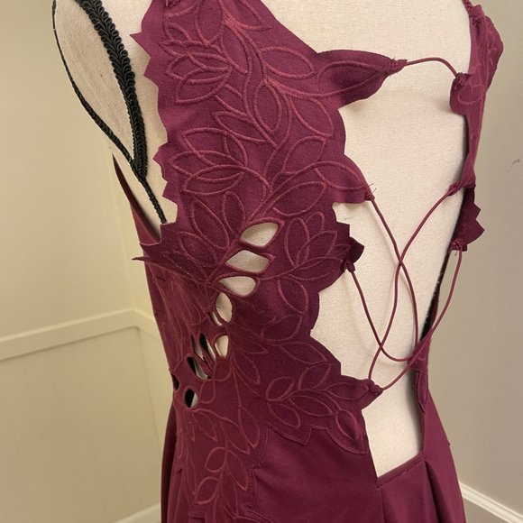 Free People Magenta Dress with Floral Applique - Picture 9 of 11